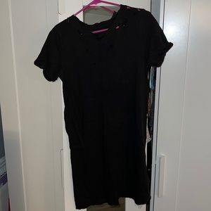 Hollister T-Shirt Dress, Black/Distressed, Size: Medium
